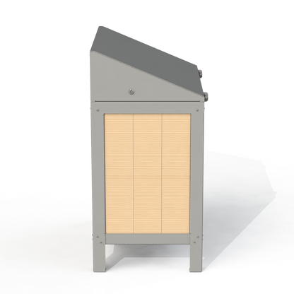 PCI3B - Corbeille 2 Compartiment Avec Affiche Bois