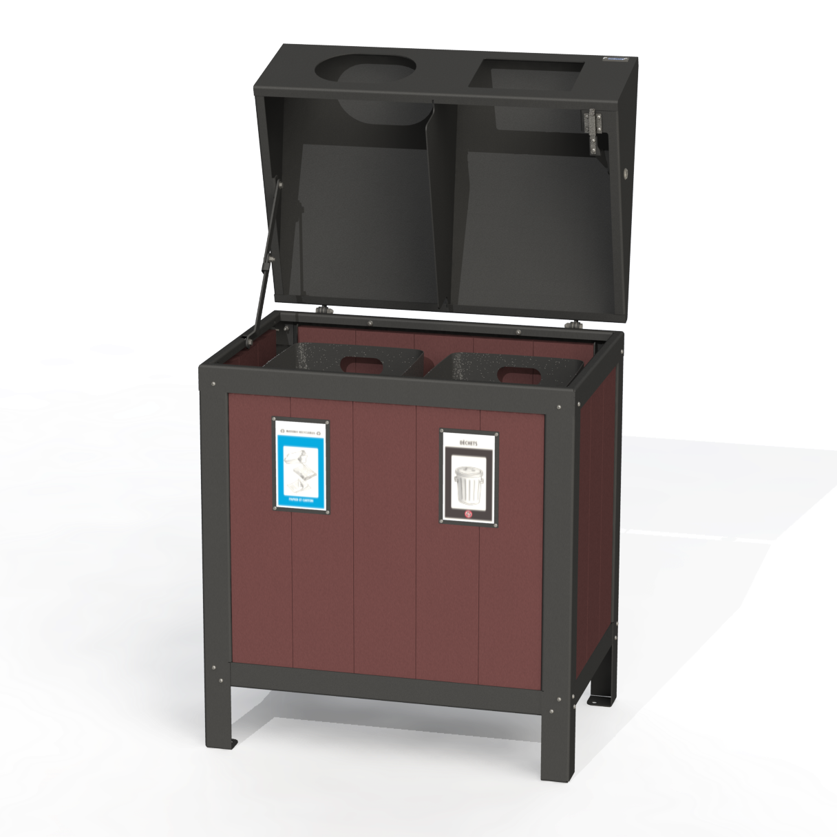 PCI3A - Corbeille 2 Compartiment Avec Affiche Aluminium