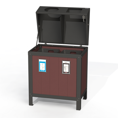 PCI3A - Corbeille 2 Compartiment Avec Affiche Aluminium