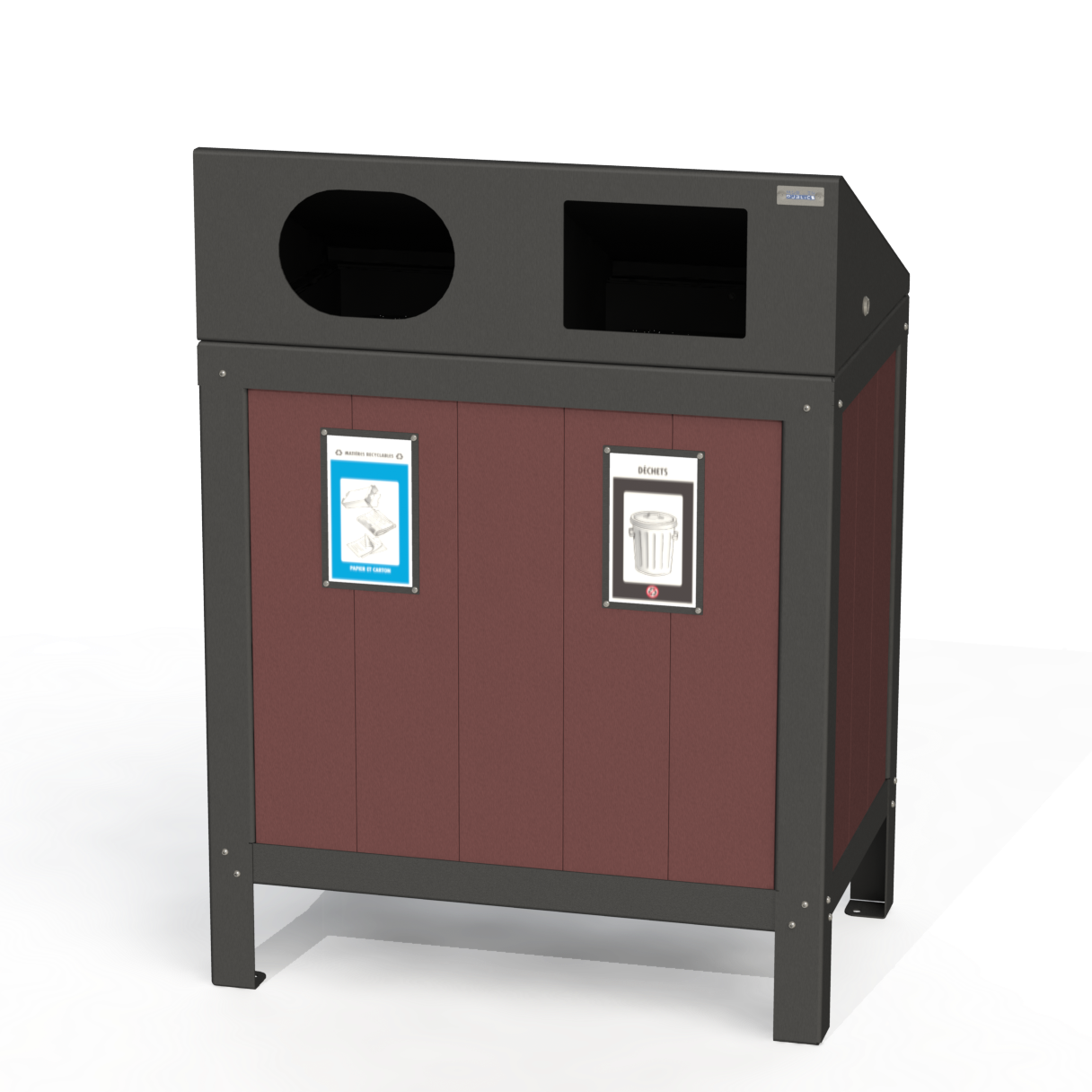 PCI3A - Corbeille 2 Compartiment Avec Affiche Aluminium