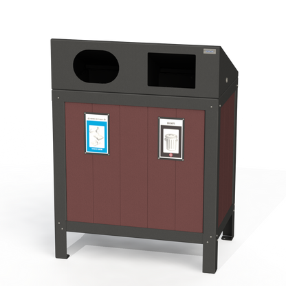 PCI3A - Corbeille 2 Compartiment Avec Affiche Aluminium