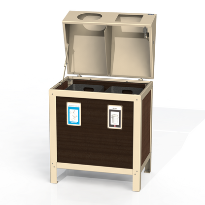 PCI3P - Corbeille 2 Compartiment Avec Affiche Plastique Recyclé