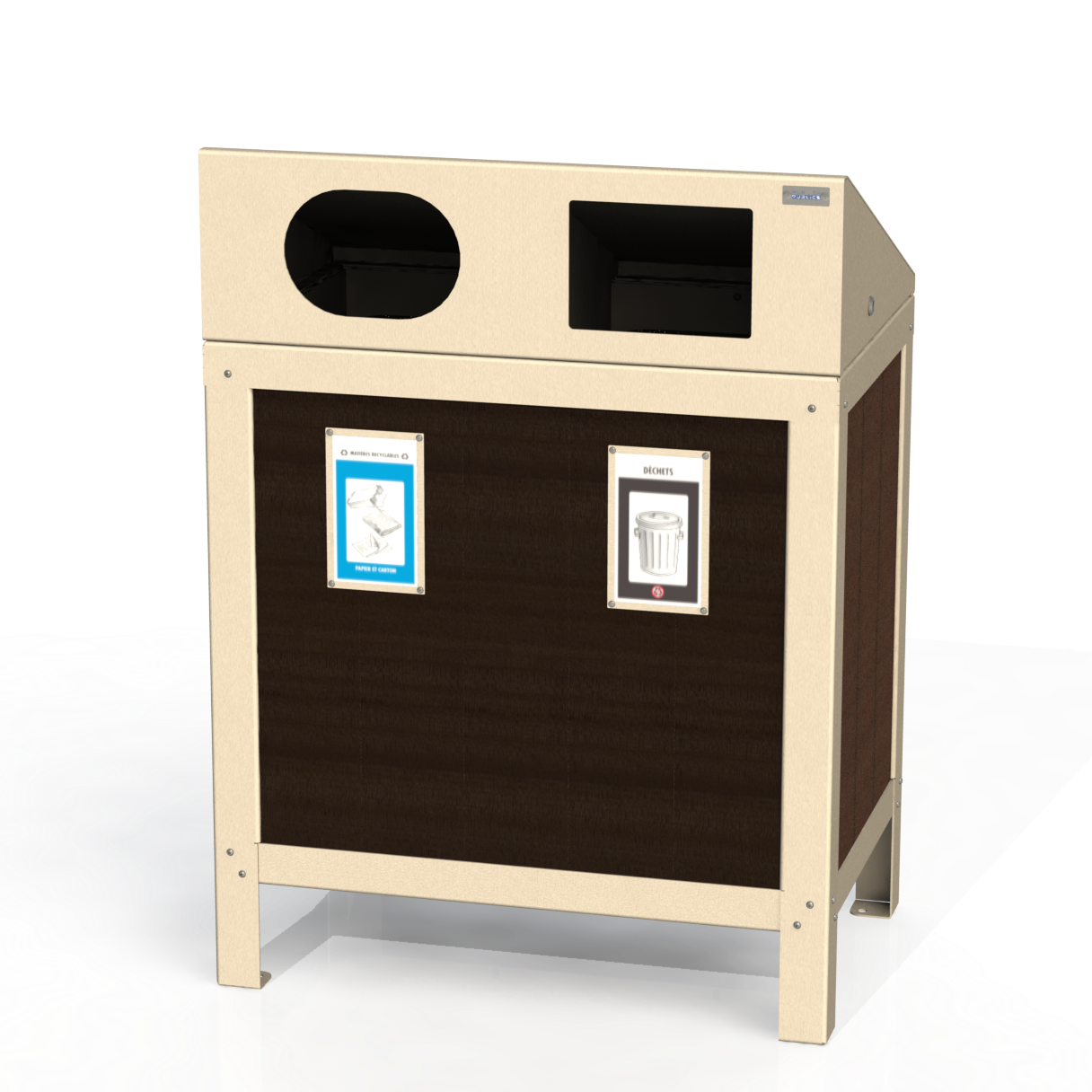 PCI3P - Corbeille 2 Compartiment Avec Affiche Plastique Recyclé