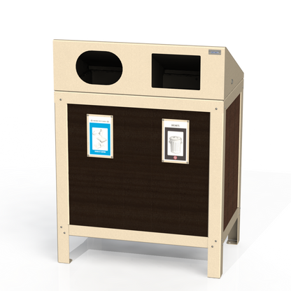 PCI3P - Corbeille 2 Compartiment Avec Affiche Plastique Recyclé