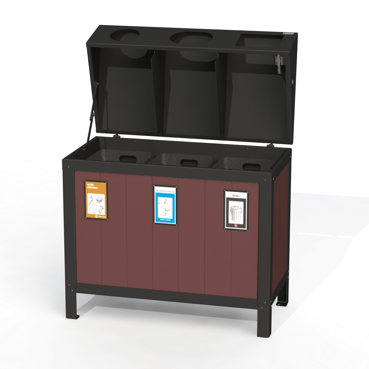 PCI4A - Corbeille 3 Compartiment Avec Affiche Aluminium