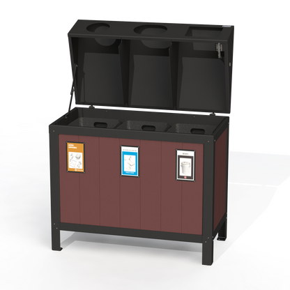 PCI4A - Corbeille 3 Compartiment Avec Affiche Aluminium