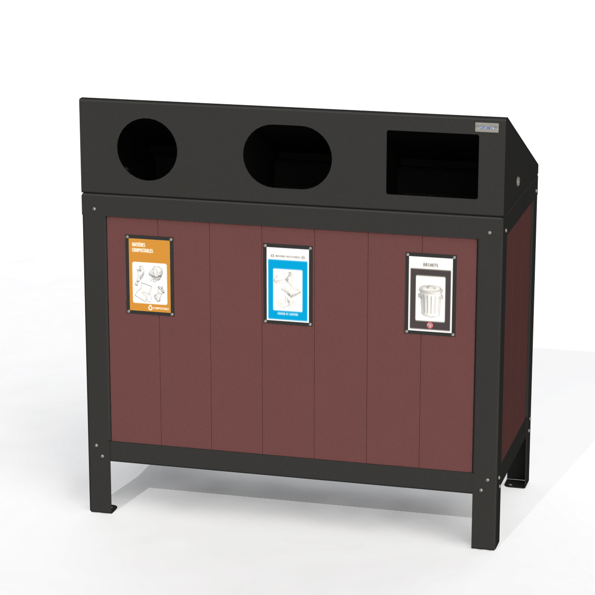 PCI4A - Corbeille 3 Compartiment Avec Affiche Aluminium