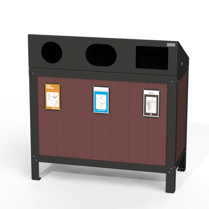 PCI4A - Corbeille 3 Compartiment Avec Affiche Aluminium