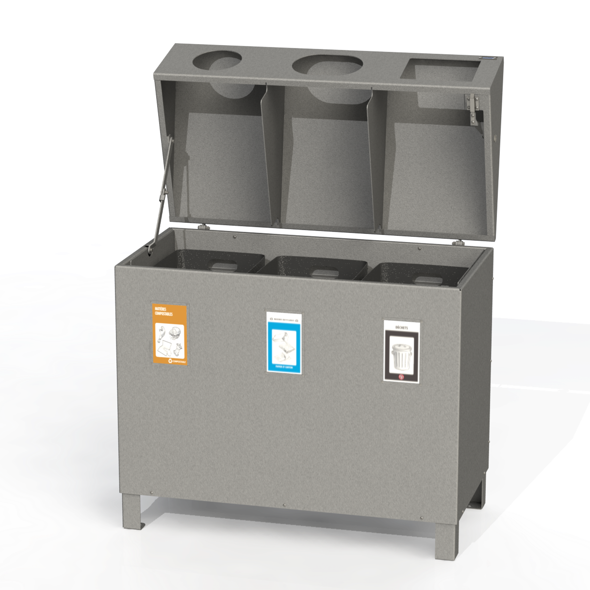 PCI7 - Corbeille 3 Compartiment 100% Aluminium