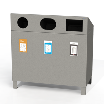 PCI7 - Corbeille 3 Compartiment 100% Aluminium