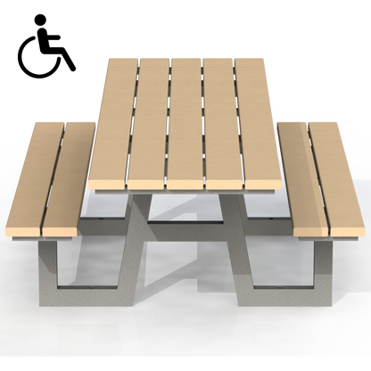 PCT2B - Table Pique-Nique 89" Mobilité Réduite Bois