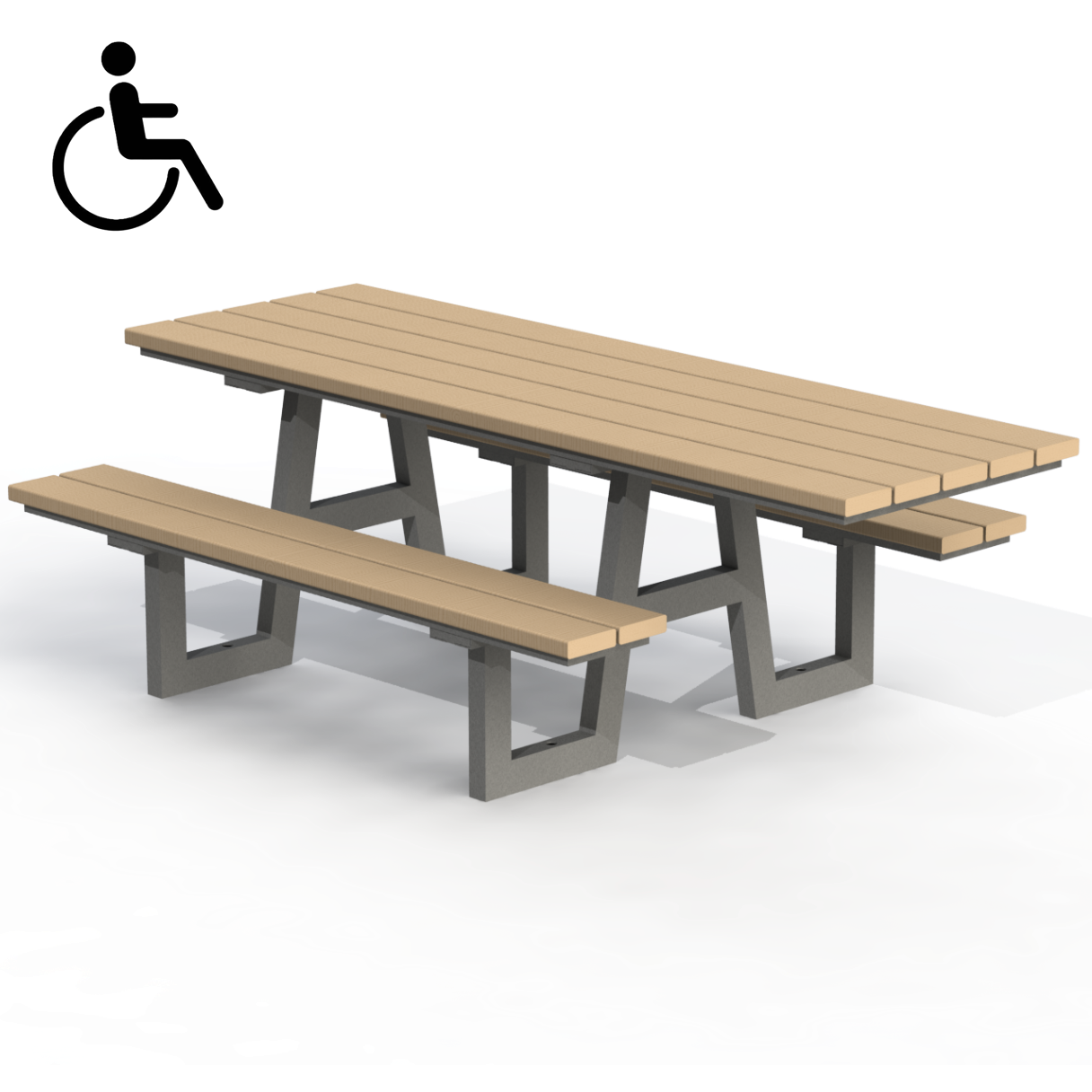 PCT2B - Table pique-nique 89" mobilité réduite bois