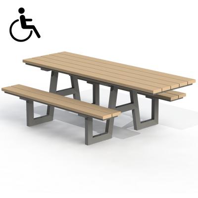 PCT2B - Table pique-nique 89" mobilité réduite bois