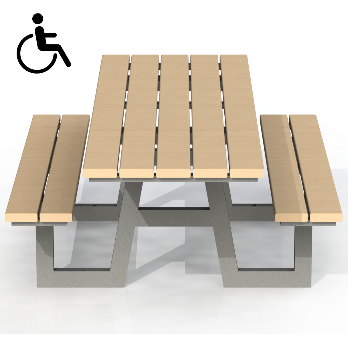 PCT2B - Table pique-nique 89" mobilité réduite bois