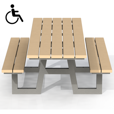 PCT2B - Table pique-nique 89" mobilité réduite bois
