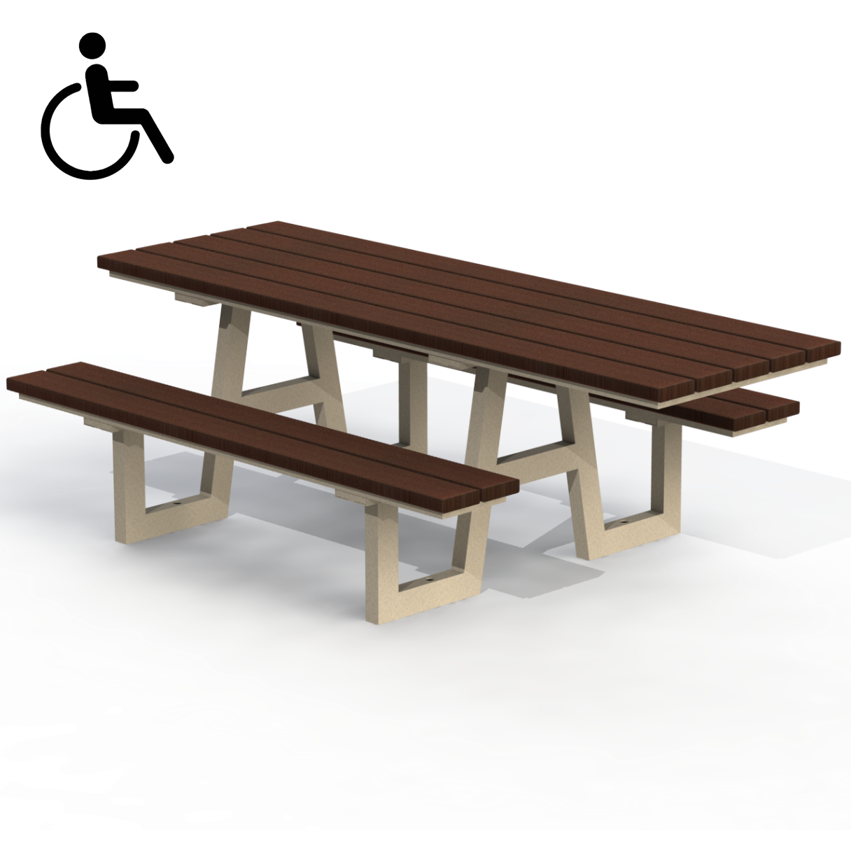 PCT2P - Table pique-nique 89" mobilité réduite plastique recyclé