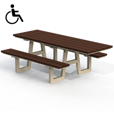 PCT2P - Table pique-nique 89" mobilité réduite plastique recyclé