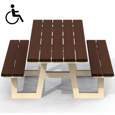 PCT2P - Table pique-nique 89" mobilité réduite plastique recyclé