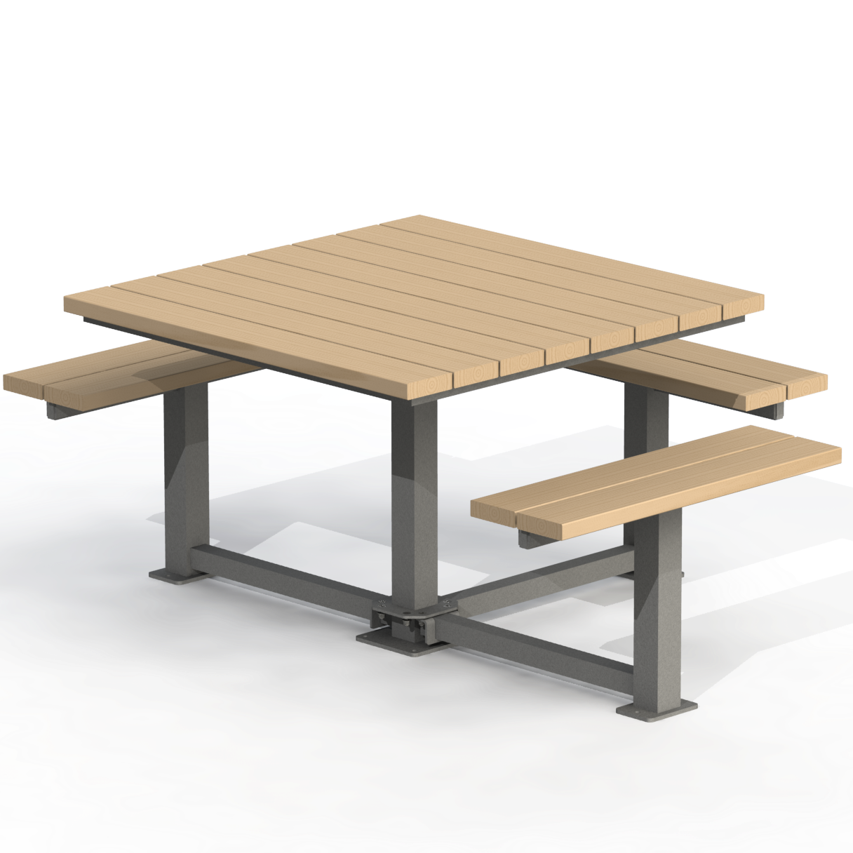 PCT5B - Table Pique-Nique Carré 74" Bois 6 Places