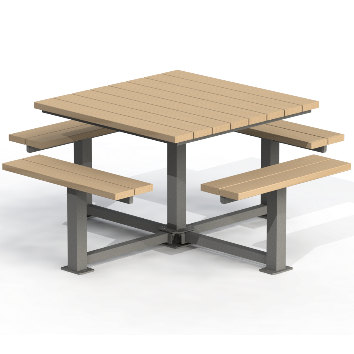 PCT5B - Table pique-nique carré 74" 8 places bois