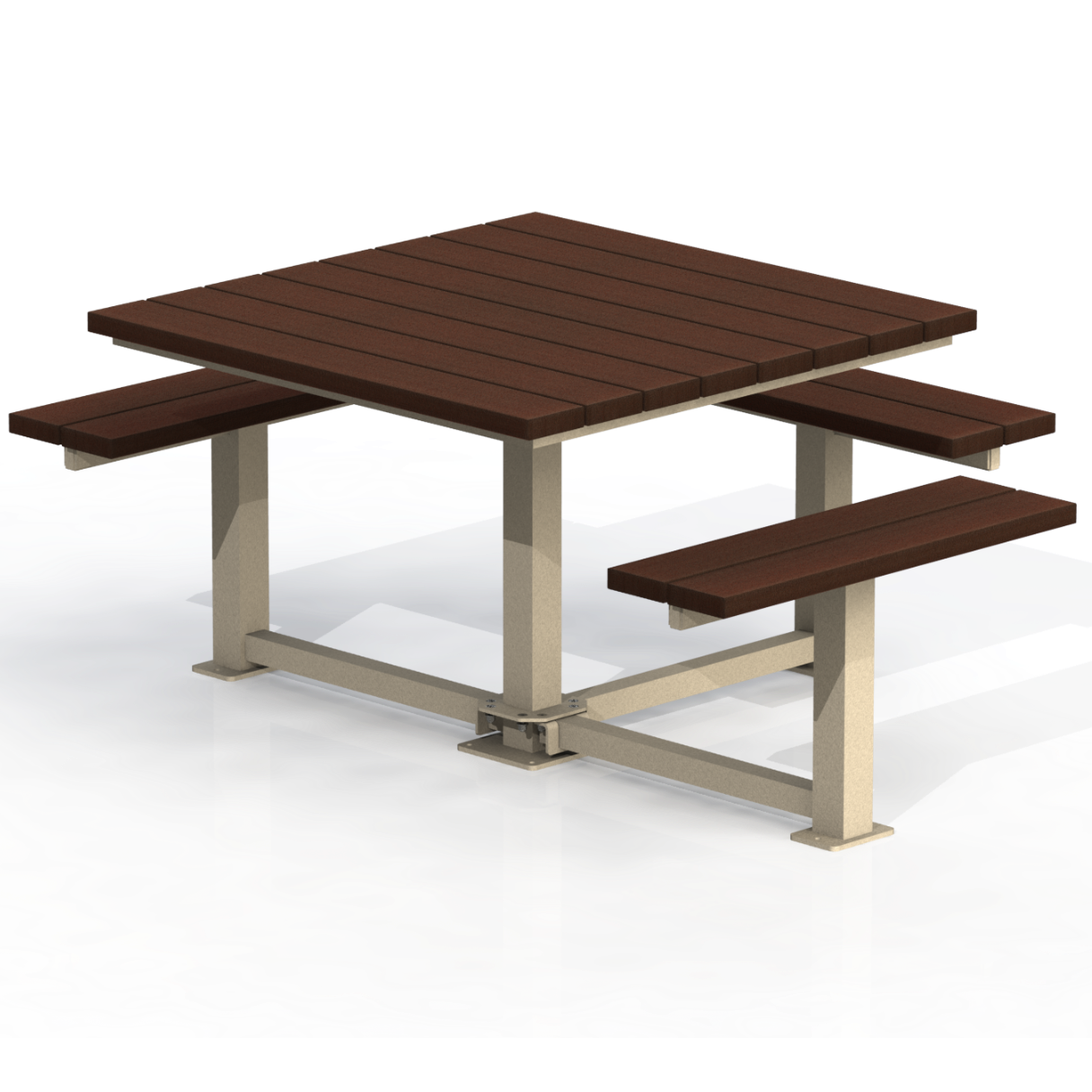 PCT5P - Table Pique-Nique Carré 74" Plastique Recyclé 6 Places