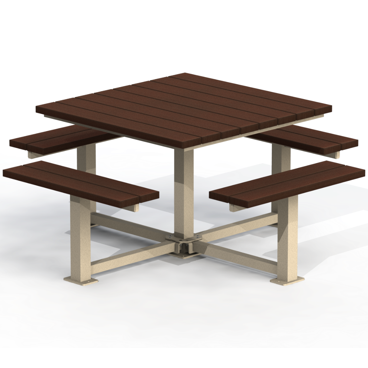 PCT5P - Table Pique-Nique Carré 74" Plastique Recyclé 8 Places