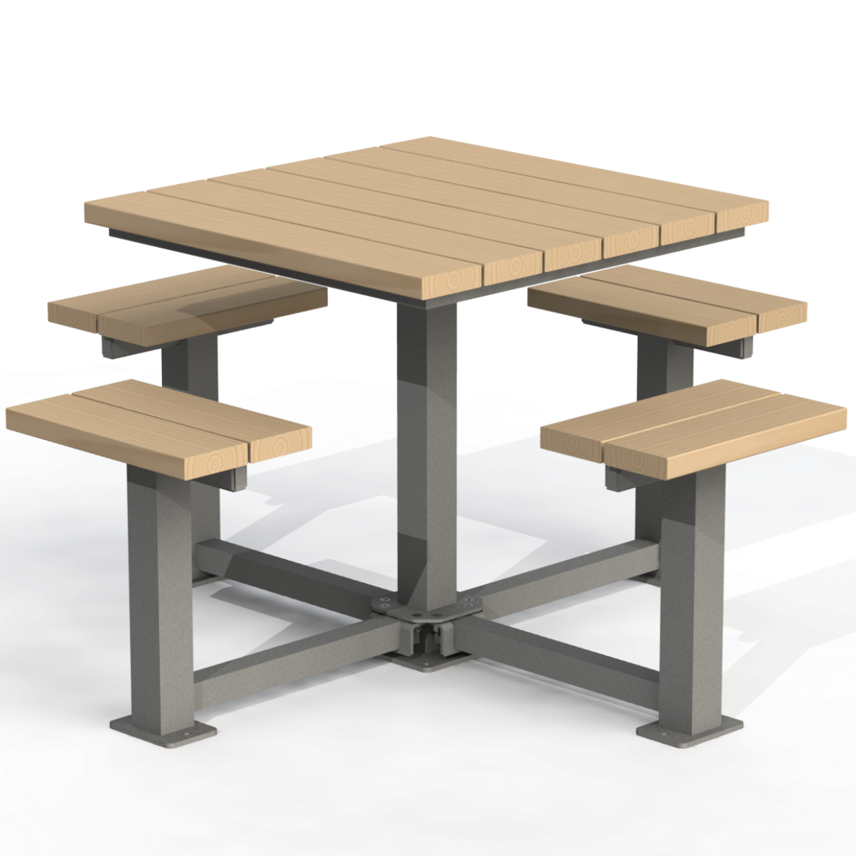 PCT6B - Table Pique-Nique Carré 60" Bois 4 Places