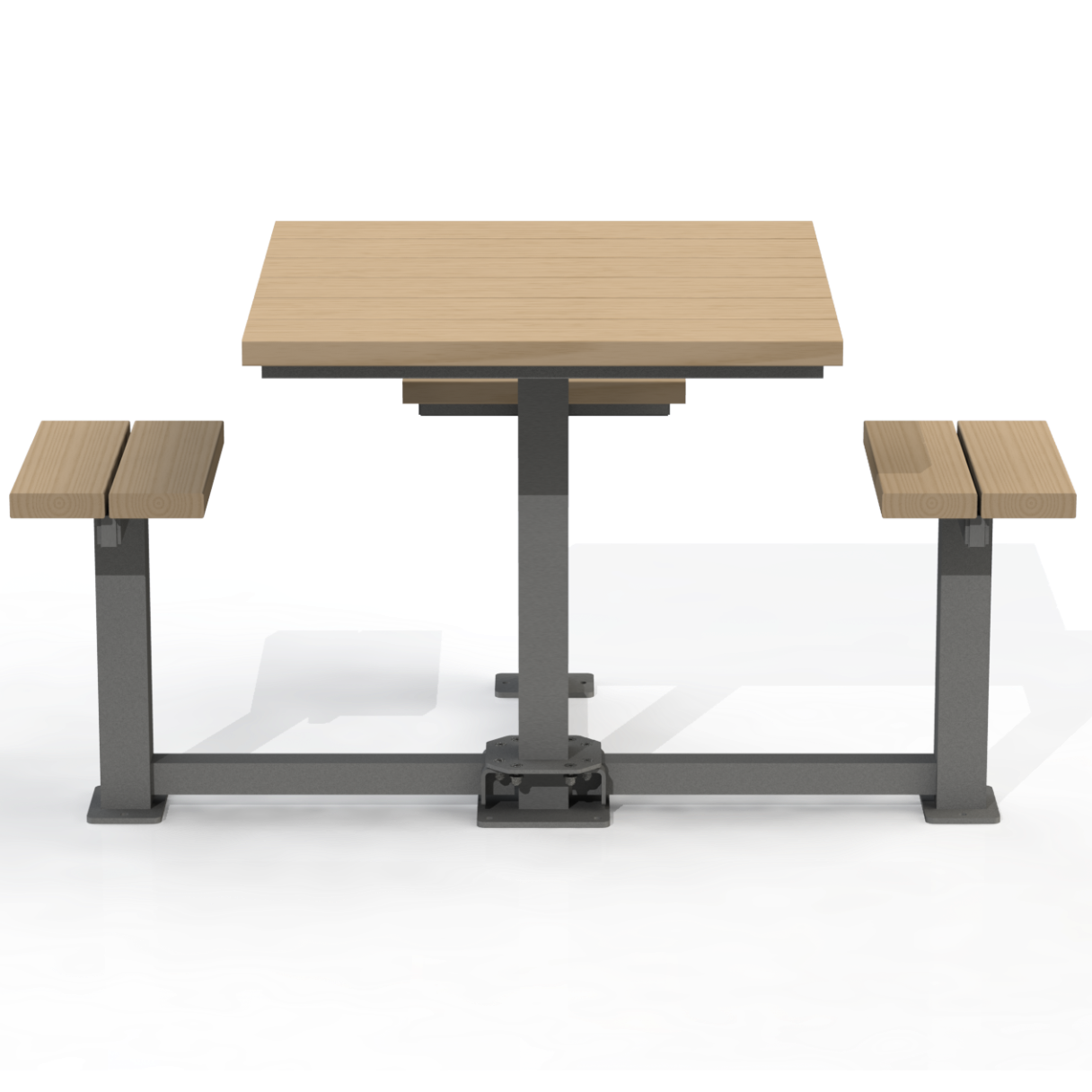 PCT6B - Table Pique-Nique Carré 60" Bois 3 Places