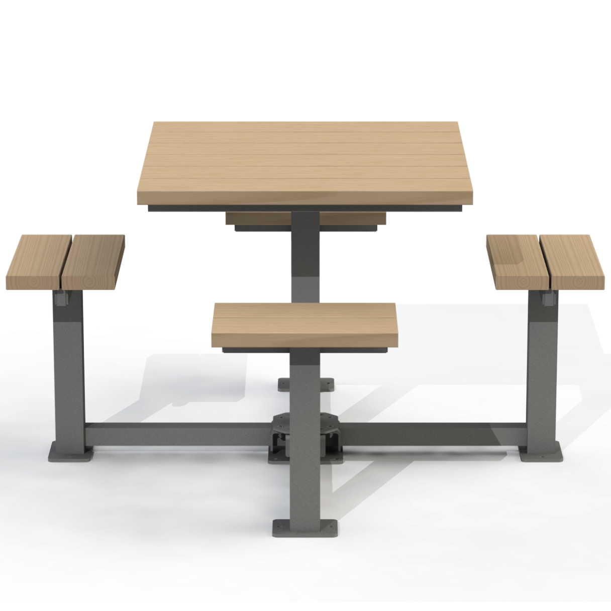 PCT6B - Table Pique-Nique Carré 60" Bois 4 Places