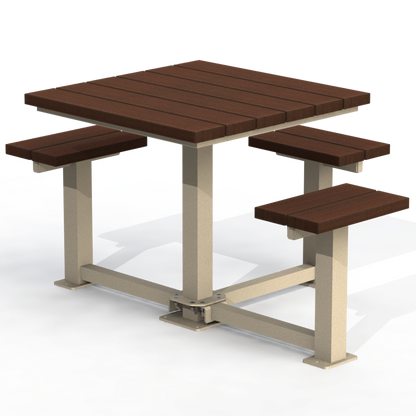 PCT6P - Table Pique-Nique Carré 60" Plastique Recyclé 3 Places