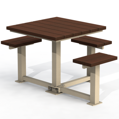 PCT6P - Table pique-nique carré 60" 3 places plastique recyclé