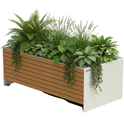 Grande jardinière avec plantes vertes