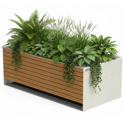 Grande jardinière avec plantes vertes