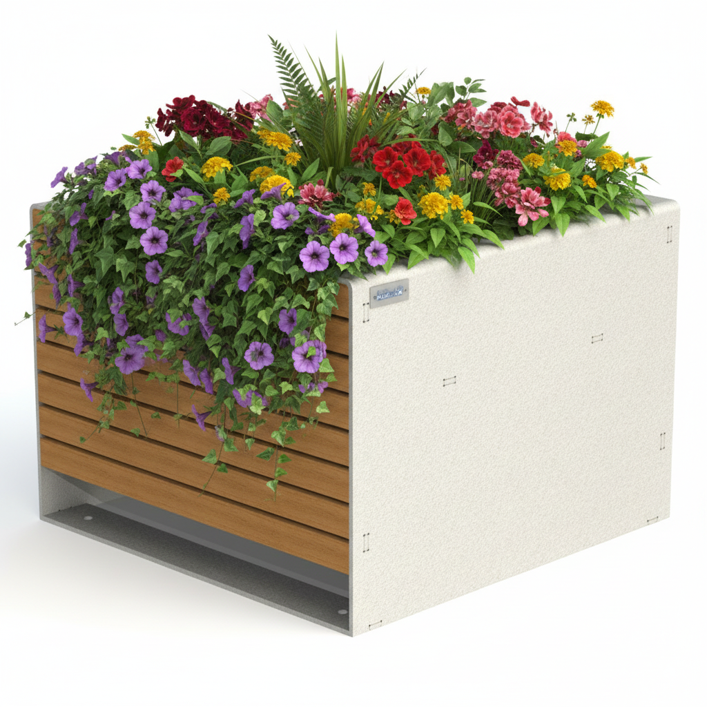 Jardinière EMJ1B avec plantes - fond blanc