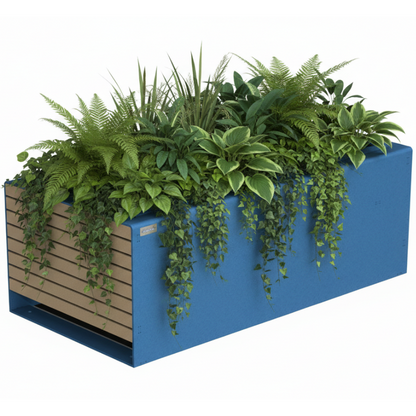 Jardinière rectangulaire avec plantes vertes